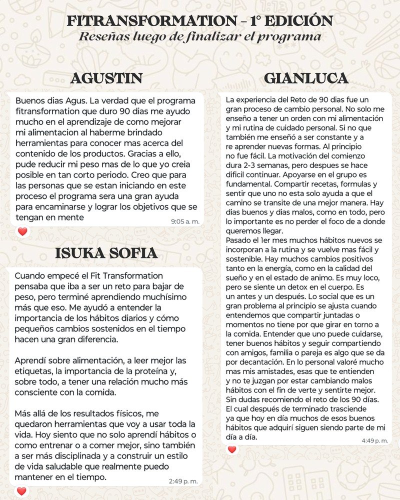 Reseñas reales de integrantes de la 1° edición de FITRANSFORMATION